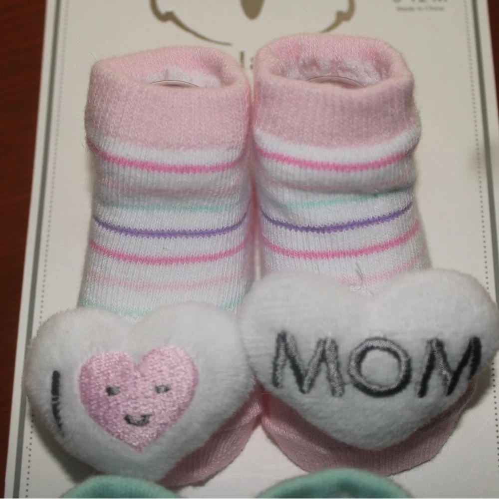 Koalababy 2 Pair Rattle Socks Set 0-12M I Love Mom & Dad NEW